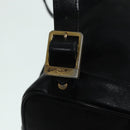 MCM Vicetos Logogram Backpack Leather Black Champagne Gold Auth bs17221-19
