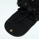 MCM Vicetos Logogram Backpack Leather Black Champagne Gold Auth bs17221-21