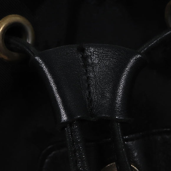 MCM Vicetos Logogram Backpack Leather Black Champagne Gold Auth bs17221