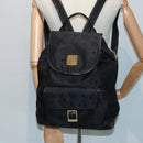 MCM Vicetos Logogram Backpack Leather Black Champagne Gold Auth bs17221-32