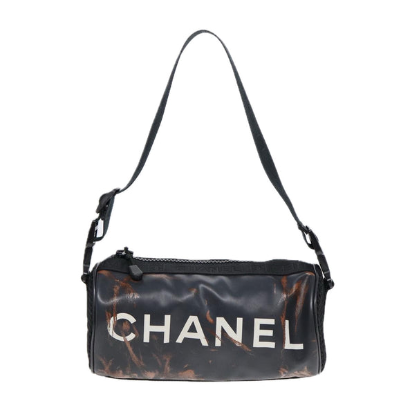 CHANEL Sports Line Shoulder Bag Nylon Black CC Auth bs17222