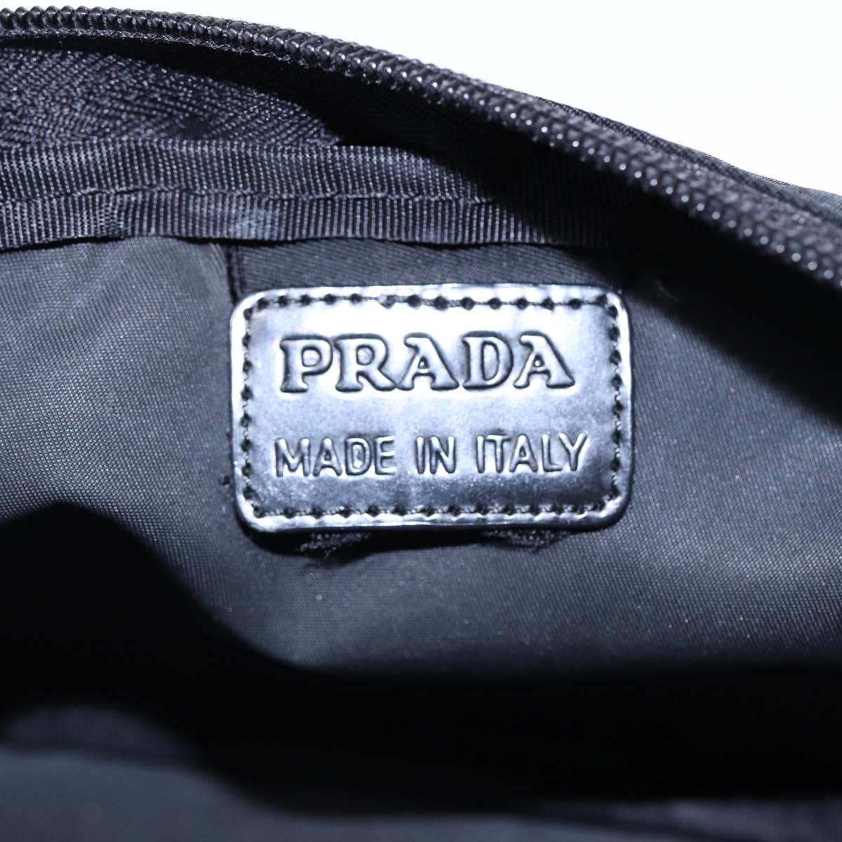 PRADA Pouch Nylon Black Silver Auth bs17231