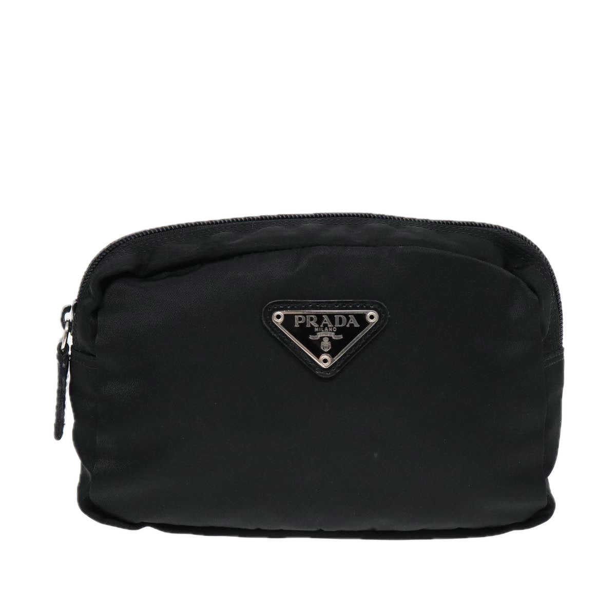 PRADA Pouch Nylon Black Silver Auth bs17231 - 0