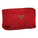 PRADA Pouch Nylon Red Silver Auth bs17235-1