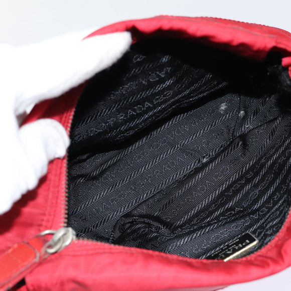 PRADA Pouch Nylon Red Silver Auth bs17235