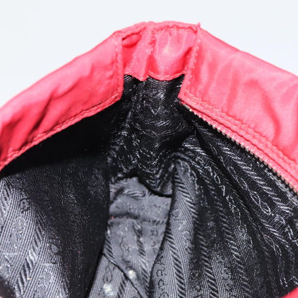 PRADA Pouch Nylon Red Silver Auth bs17235