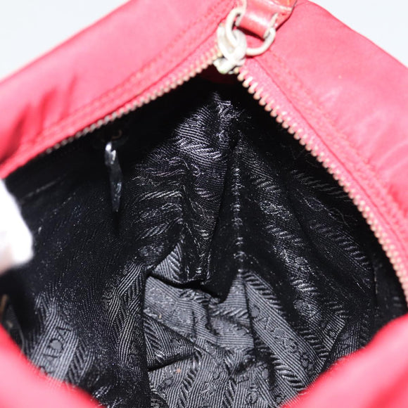 PRADA Pouch Nylon Red Silver Auth bs17235