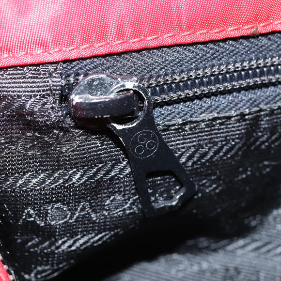 PRADA Pouch Nylon Red Silver Auth bs17235