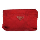 PRADA Pouch Nylon Red Silver Auth bs17235-13