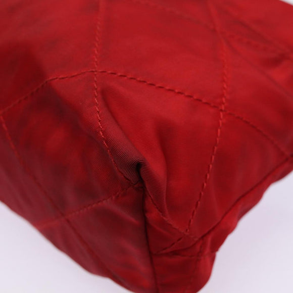 PRADA Pouch Nylon Red Silver Auth bs17235