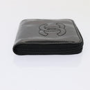 CHANEL Coin Purse Leather Enamel 3Set Black CC Auth bs17236-11