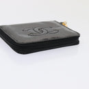 CHANEL Coin Purse Leather Enamel 3Set Black CC Auth bs17236-12