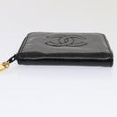 CHANEL Coin Purse Leather Enamel 3Set Black CC Auth bs17236-13
