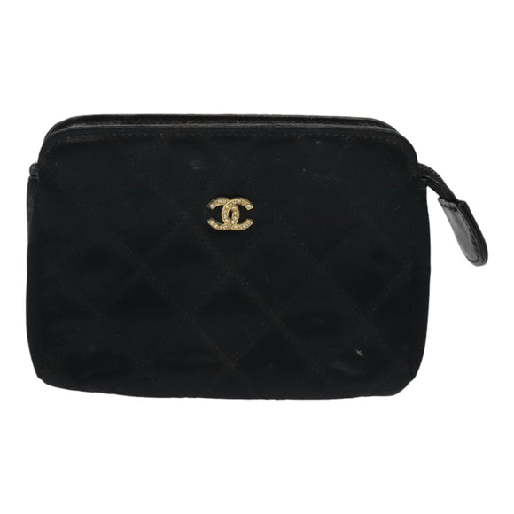 CHANEL Coin Purse Leather Enamel 3Set Black CC Auth bs17236