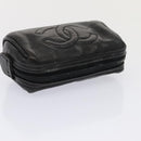 CHANEL Coin Purse Leather Enamel 3Set Black CC Auth bs17236-20