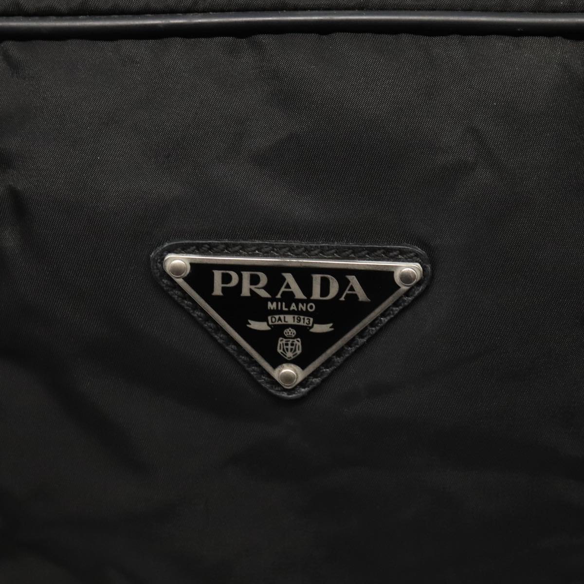 PRADA Boston Bag Nylon Black Silver Auth bs17239