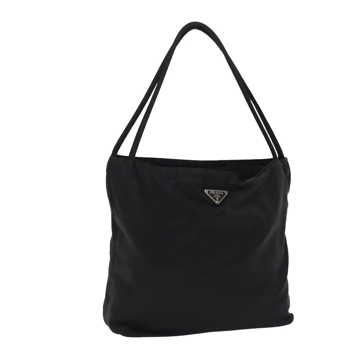 PRADA Tote Bag Nylon Black Silver Auth bs17242