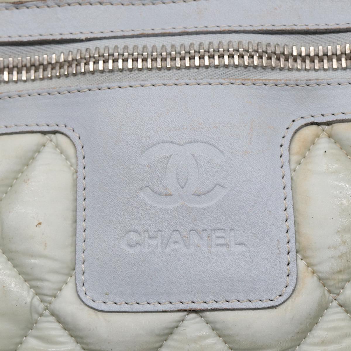 CHANEL Small Messenger Cococoon Shoulder Bag Nylon Gray Silver CC Auth bs17253