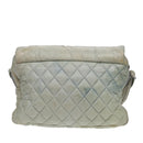 CHANEL Small Messenger Cococoon Shoulder Bag Nylon Gray Silver CC Auth bs17253-3