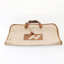 HERMES Garment Cover Canvas Leather Beige Auth bs17258-5