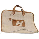 HERMES Garment Cover Canvas Leather Beige Auth bs17258-1