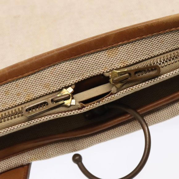 HERMES Garment Cover Canvas Leather Beige Auth bs17258