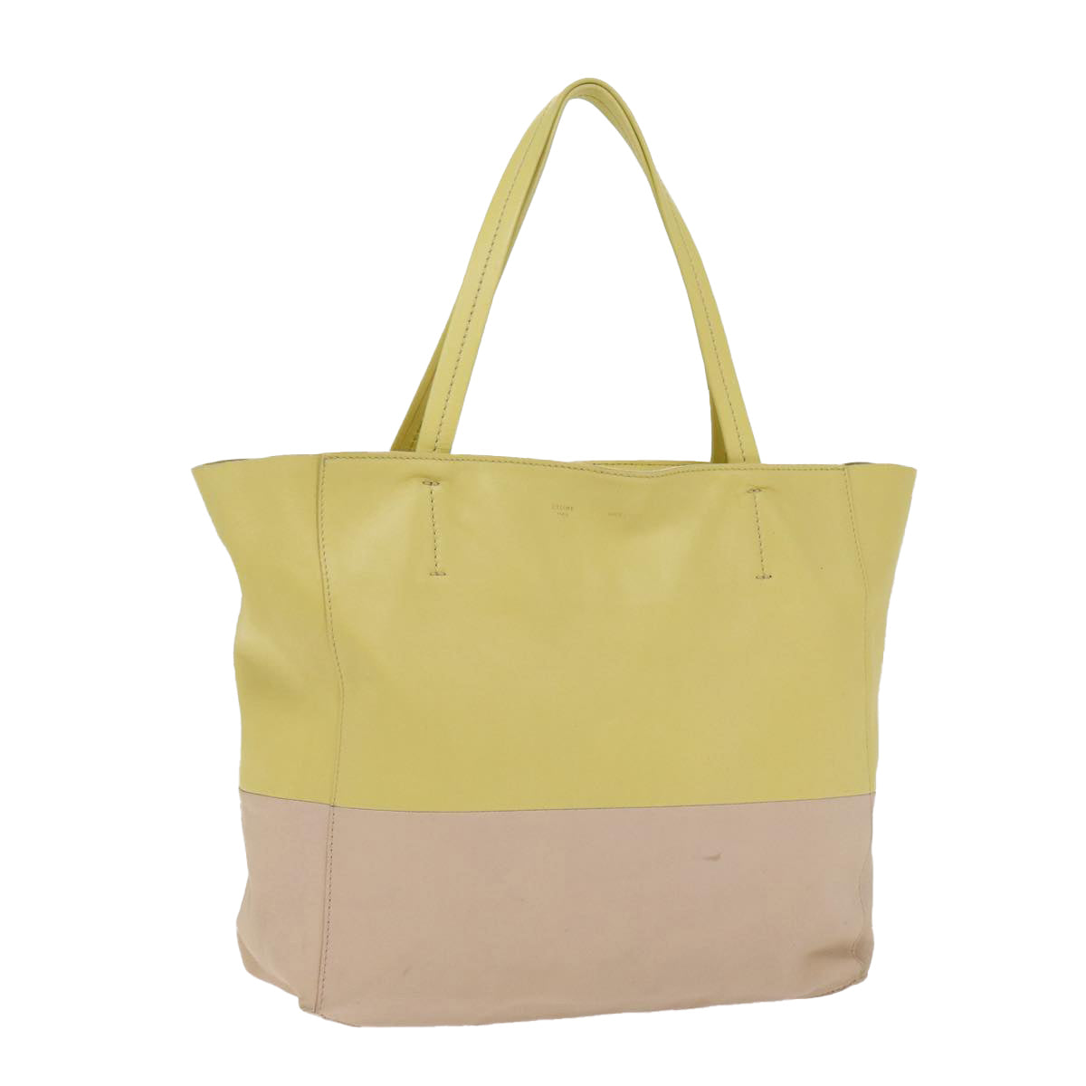 CELINE Horizontalkava Tote Bag Leather Yellow Beige Auth bs17275