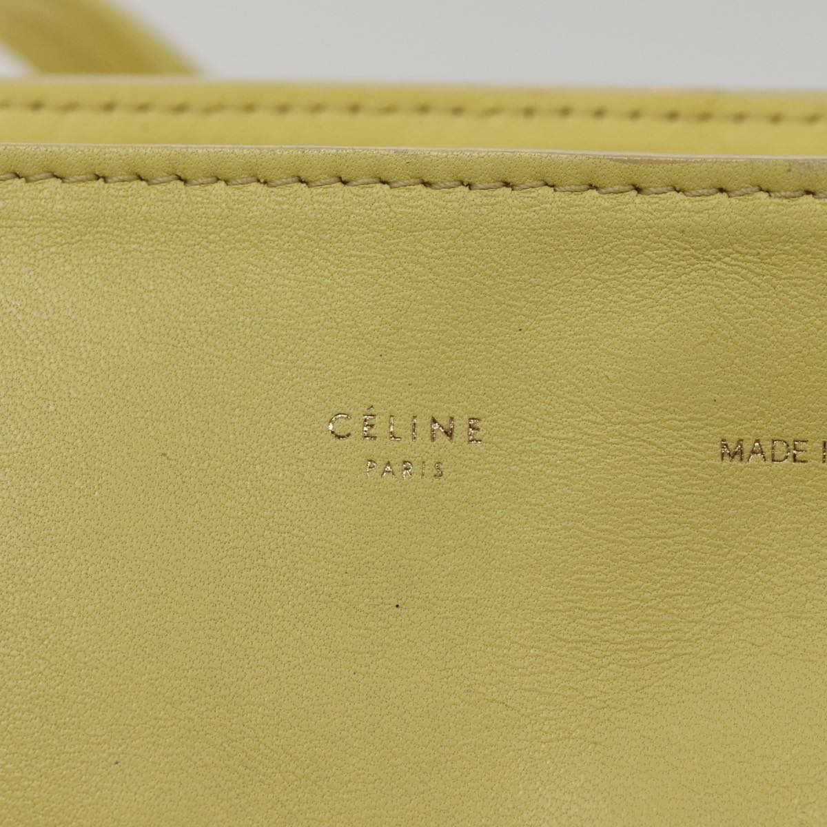 CELINE Horizontalkava Tote Bag Leather Yellow Beige Auth bs17275