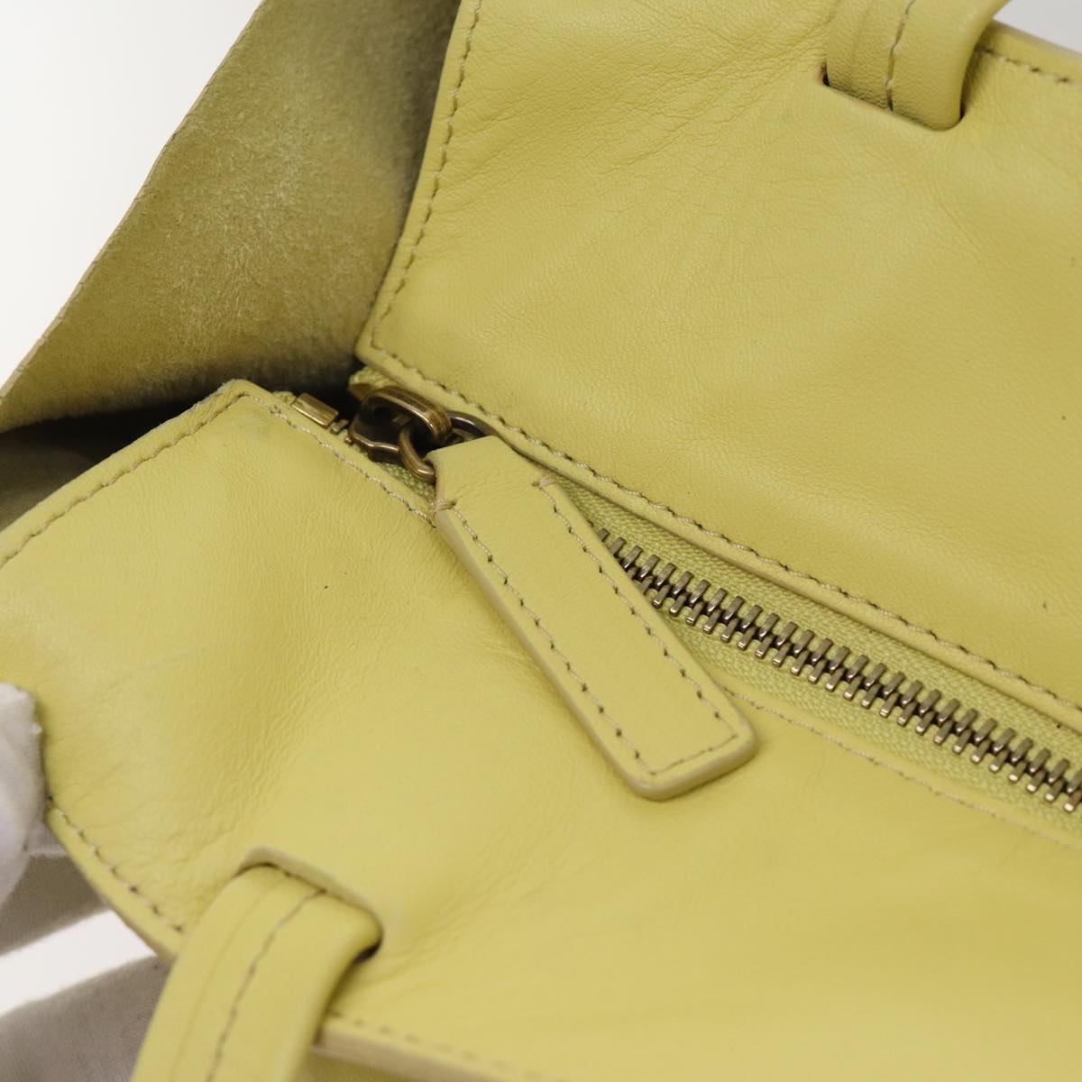 CELINE Horizontalkava Tote Bag Leather Yellow Beige Auth bs17275