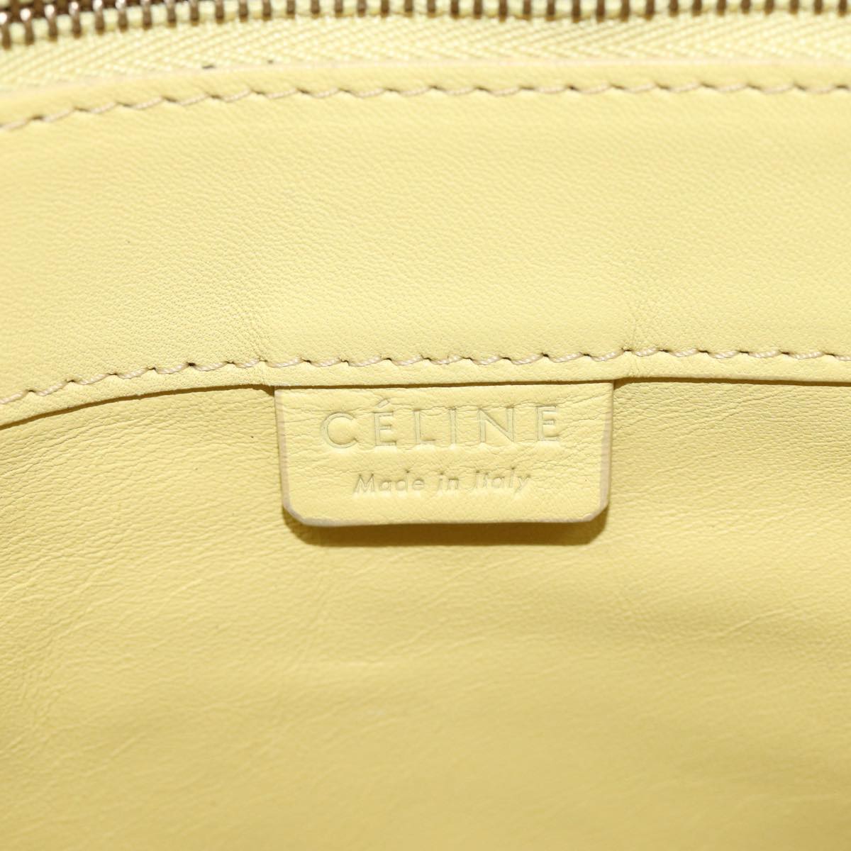 CELINE Horizontalkava Tote Bag Leather Yellow Beige Auth bs17275