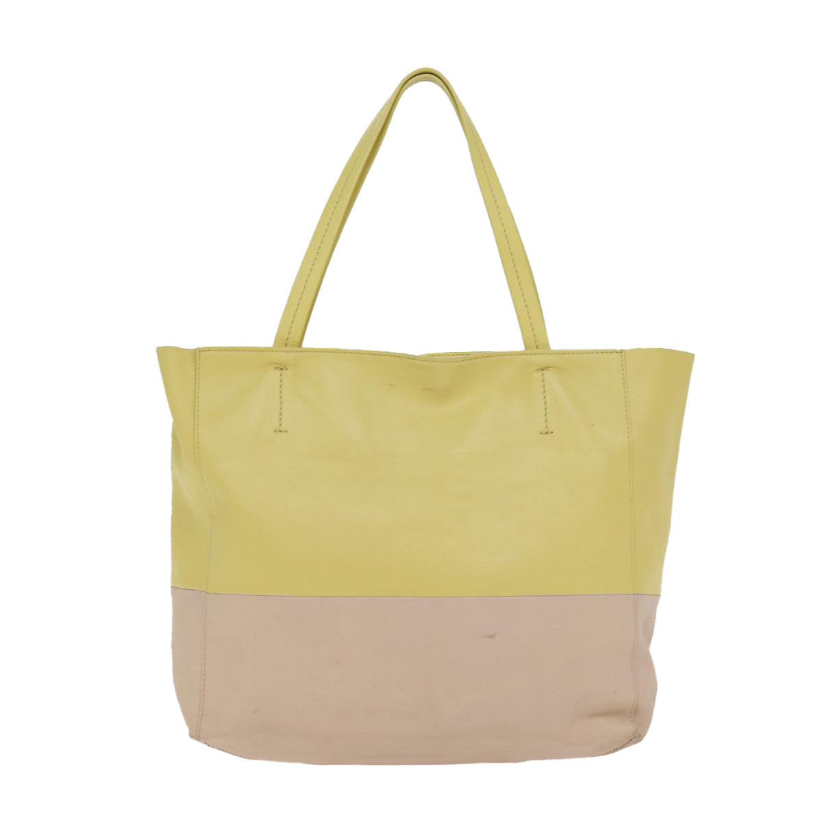 CELINE Horizontalkava Tote Bag Leather Yellow Beige Auth bs17275 - 0