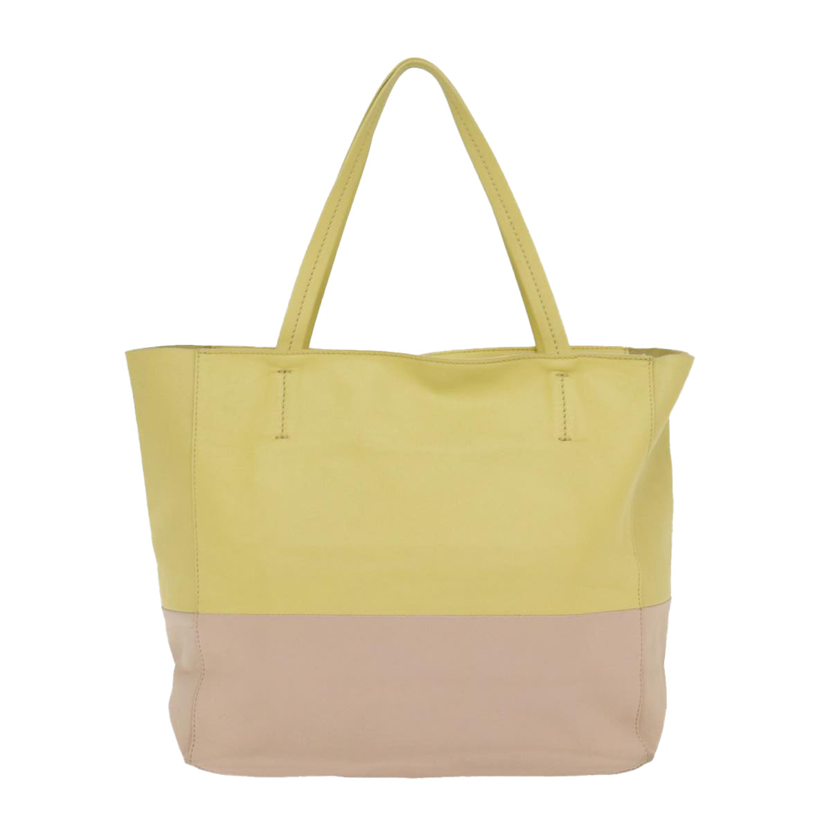 CELINE Horizontalkava Tote Bag Leather Yellow Beige Auth bs17275