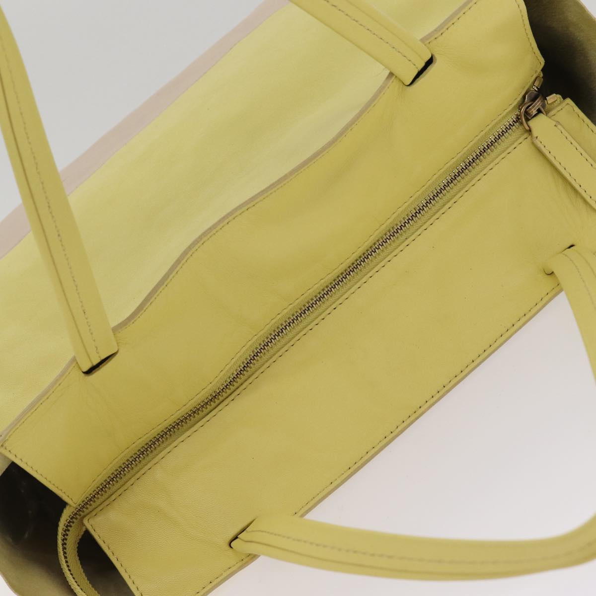 CELINE Horizontalkava Tote Bag Leather Yellow Beige Auth bs17275