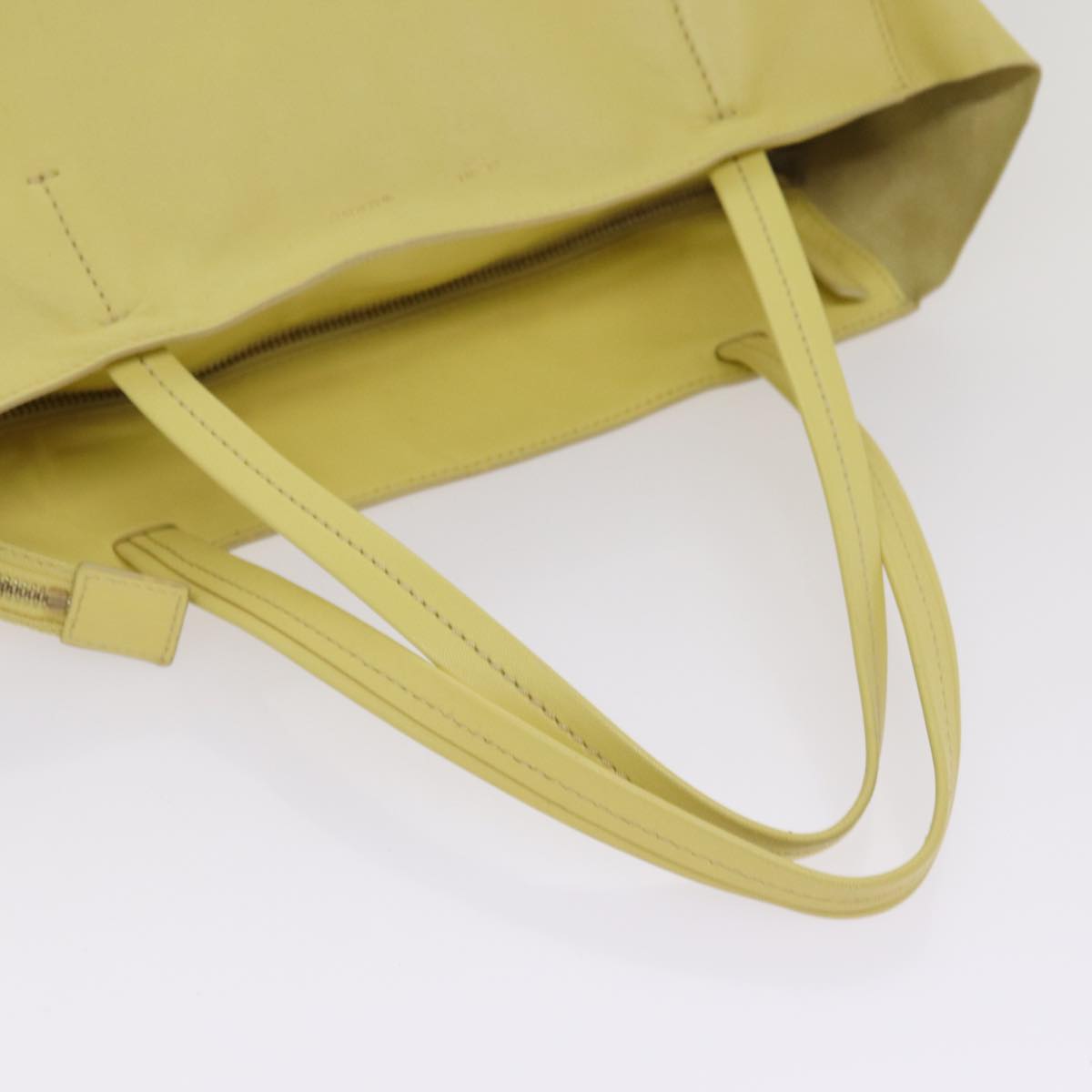 CELINE Horizontalkava Tote Bag Leather Yellow Beige Auth bs17275