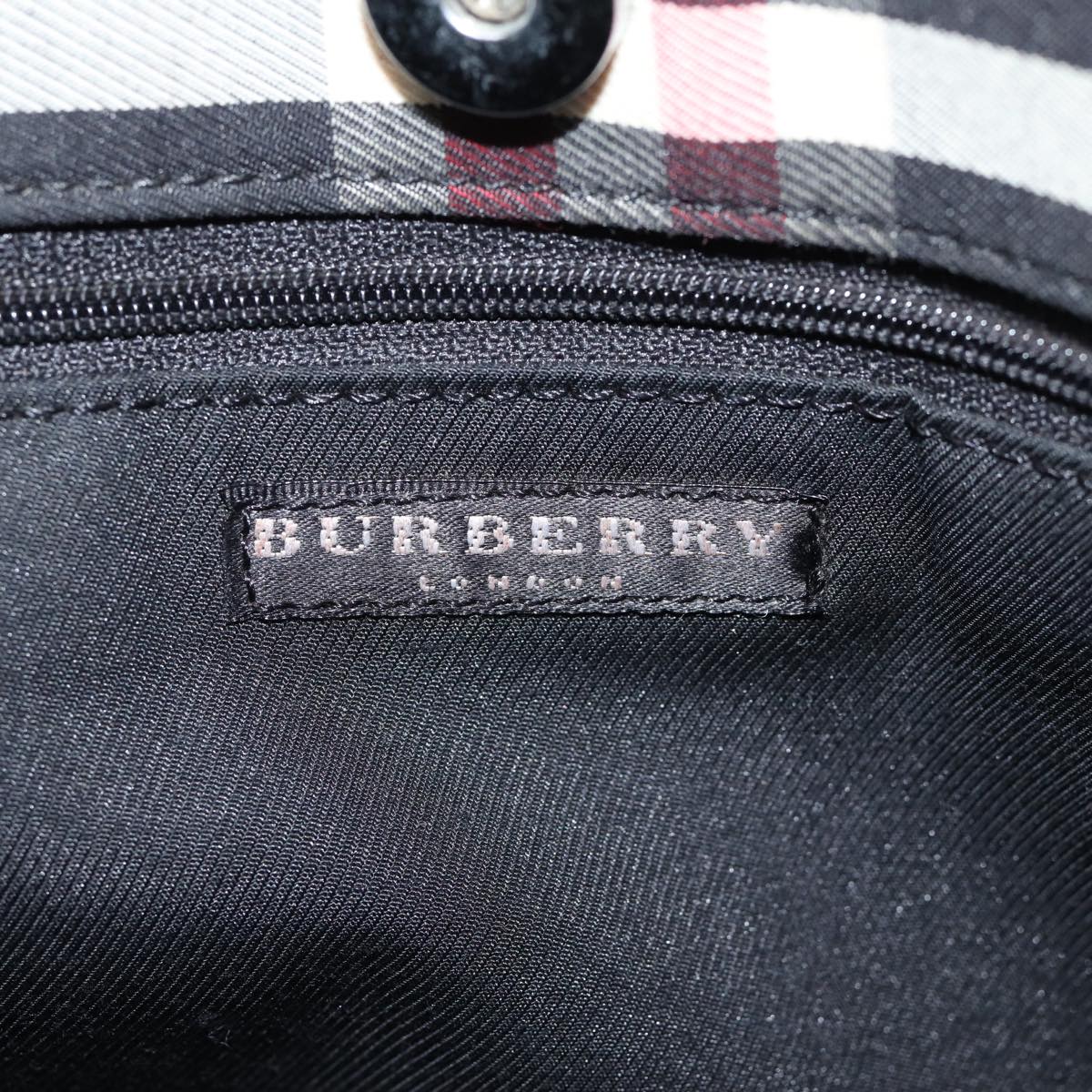 BURBERRY Nova Check Hand Bag Canvas Red Silver Auth bs17287