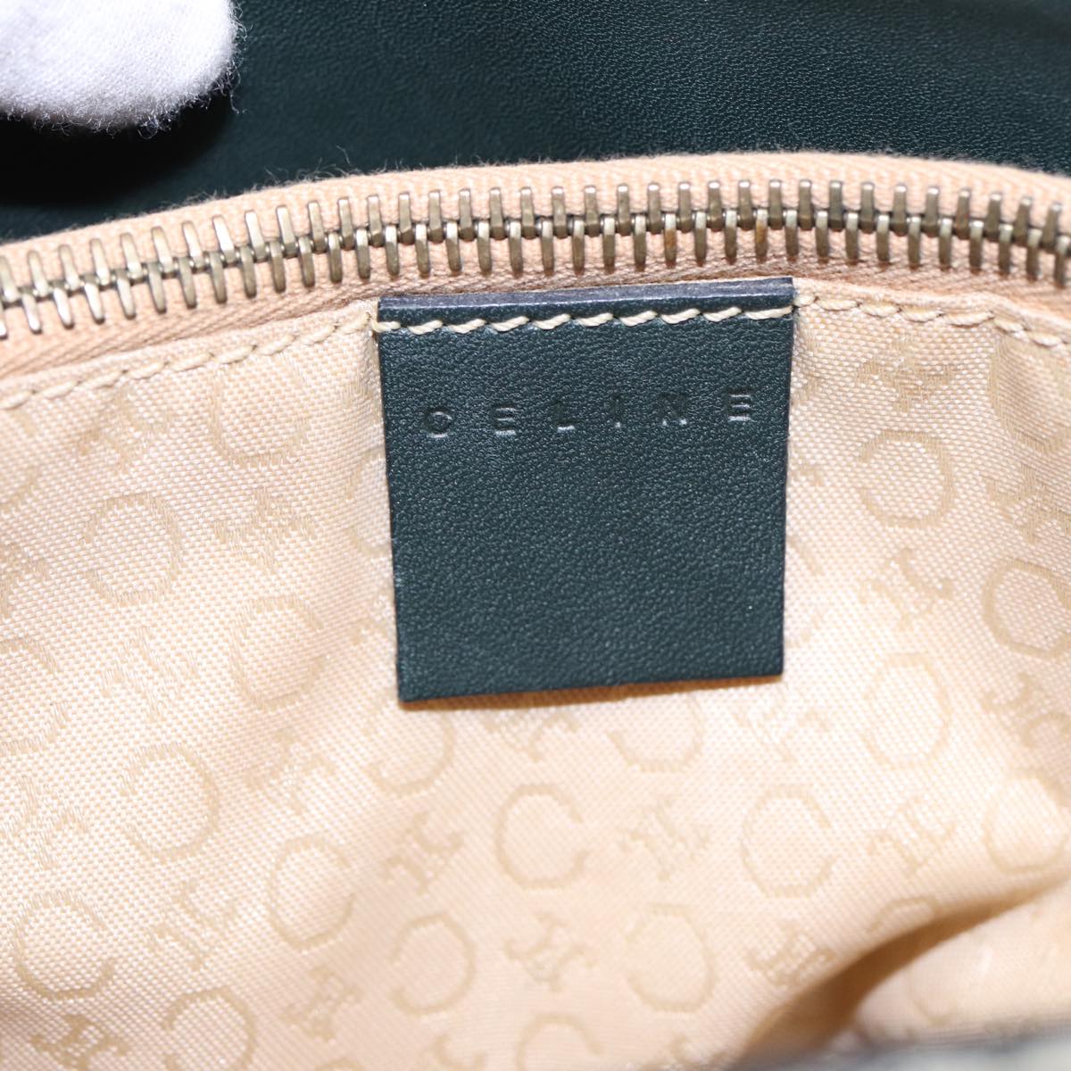 CELINE C Macadam Canvas Hand Bag Green Gold Auth bs17293