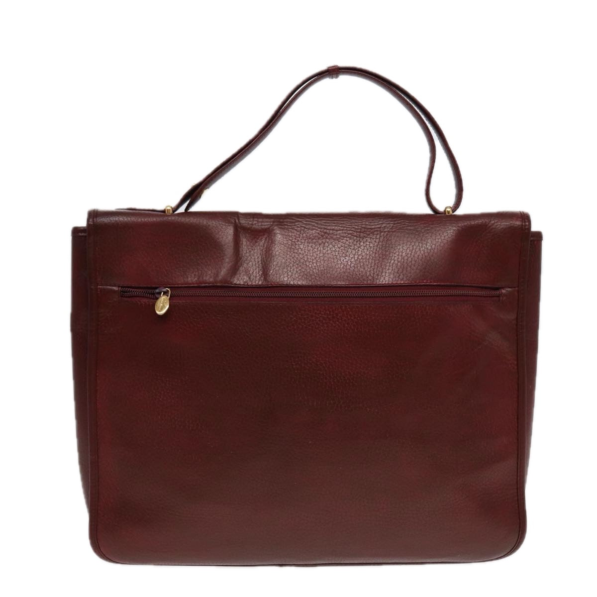 CARTIER Hand Bag Leather Wine Red Gold Auth bs17296 - 0