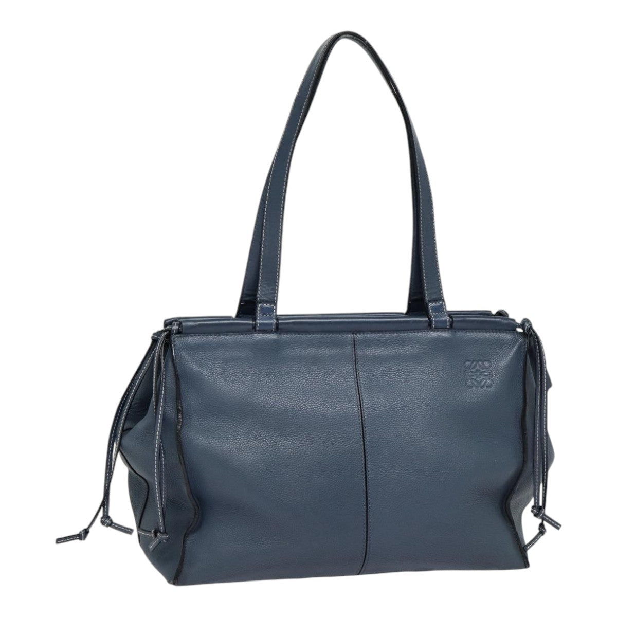 LOEWE Anagram Tote Bag Leather Blue Auth bs17302