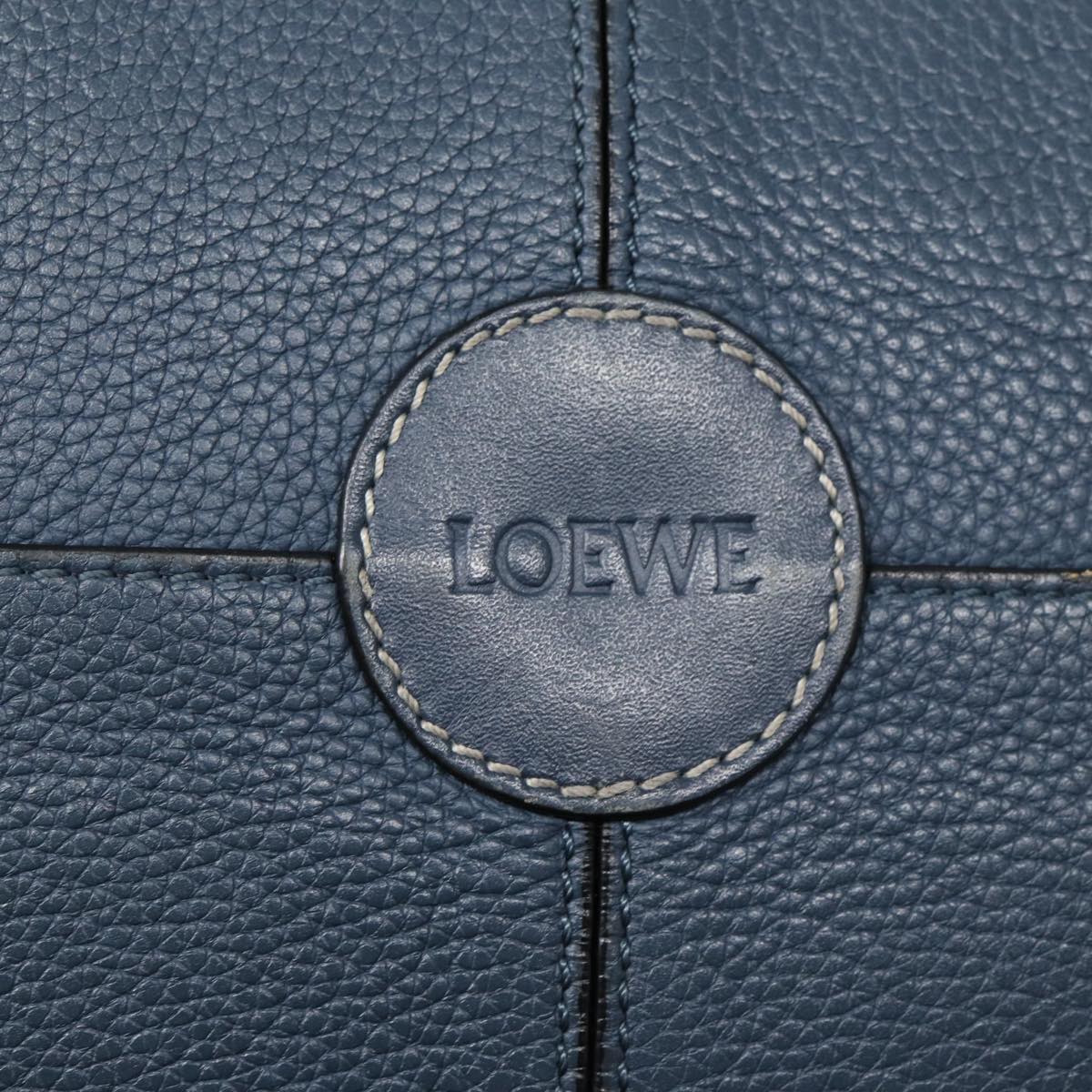 LOEWE Anagram Tote Bag Leather Blue Auth bs17302