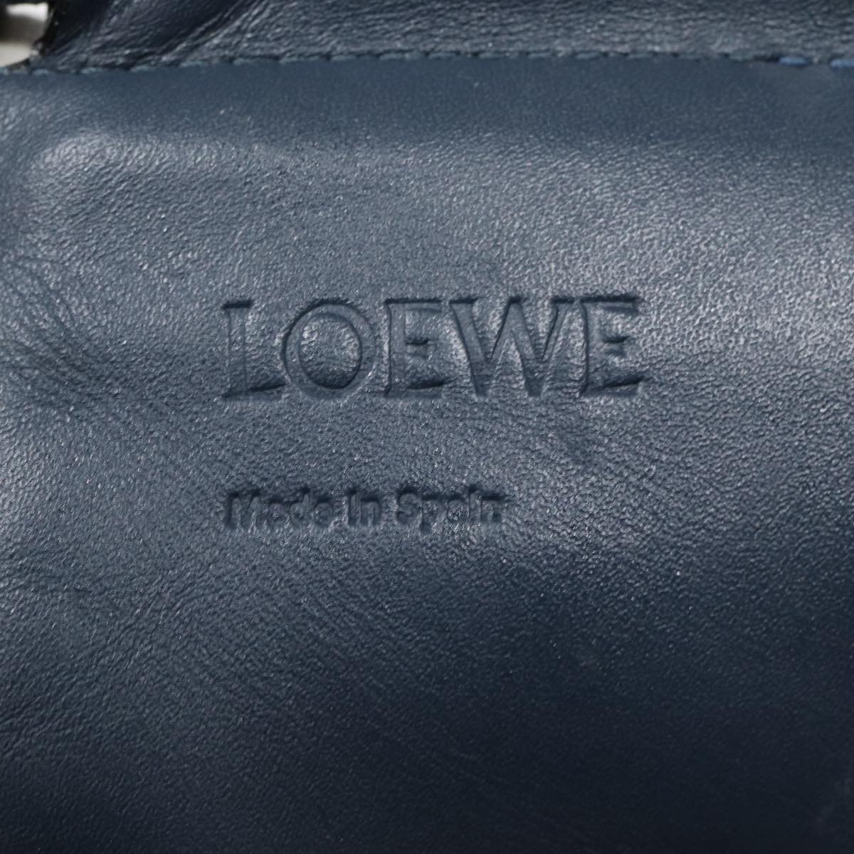 LOEWE Anagram Tote Bag Leather Blue Auth bs17302