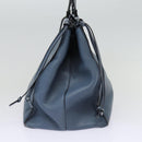 LOEWE Anagram Tote Bag Leather Blue Auth bs17302-4
