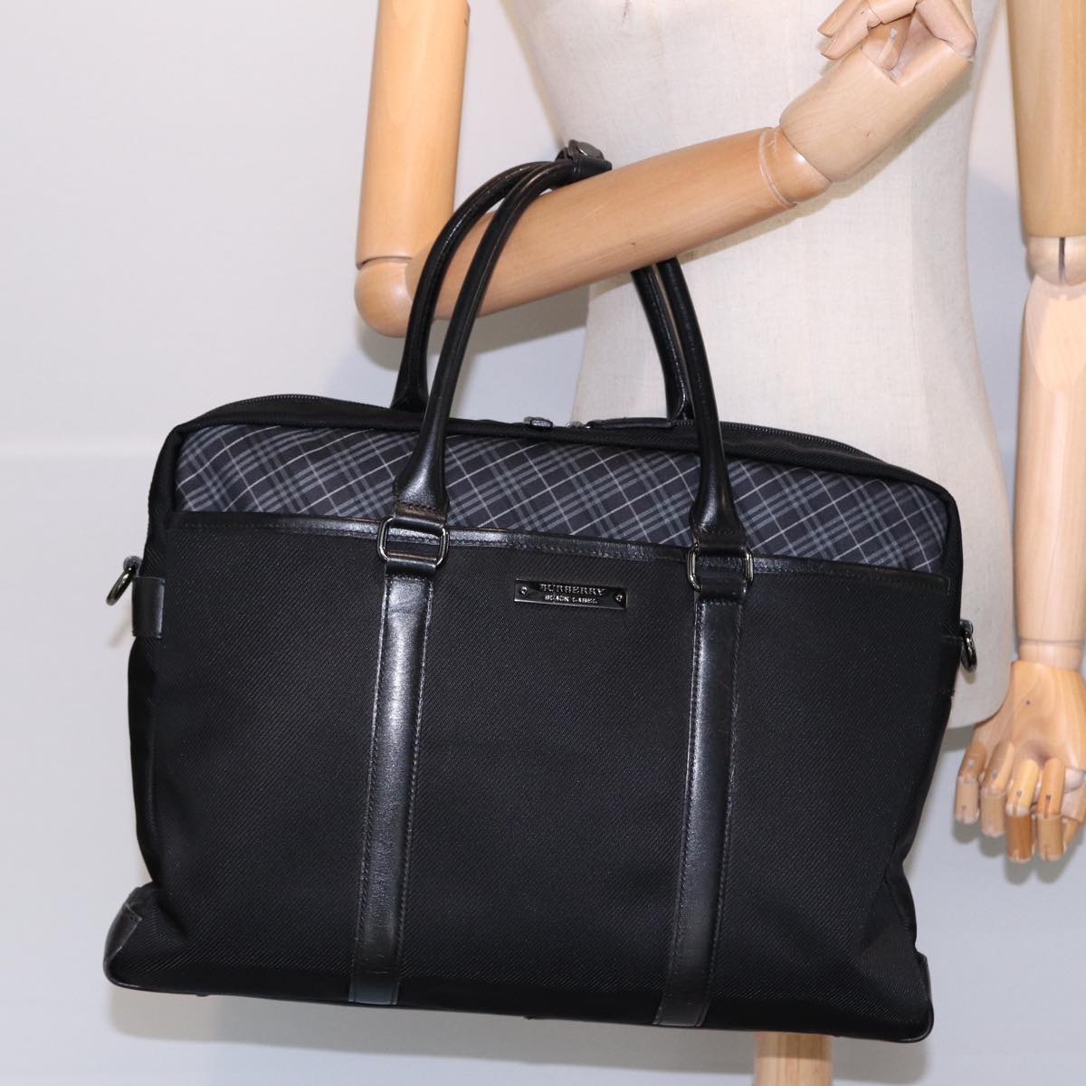 BURBERRY Black label Business Bag Nylon Black Auth bs17312