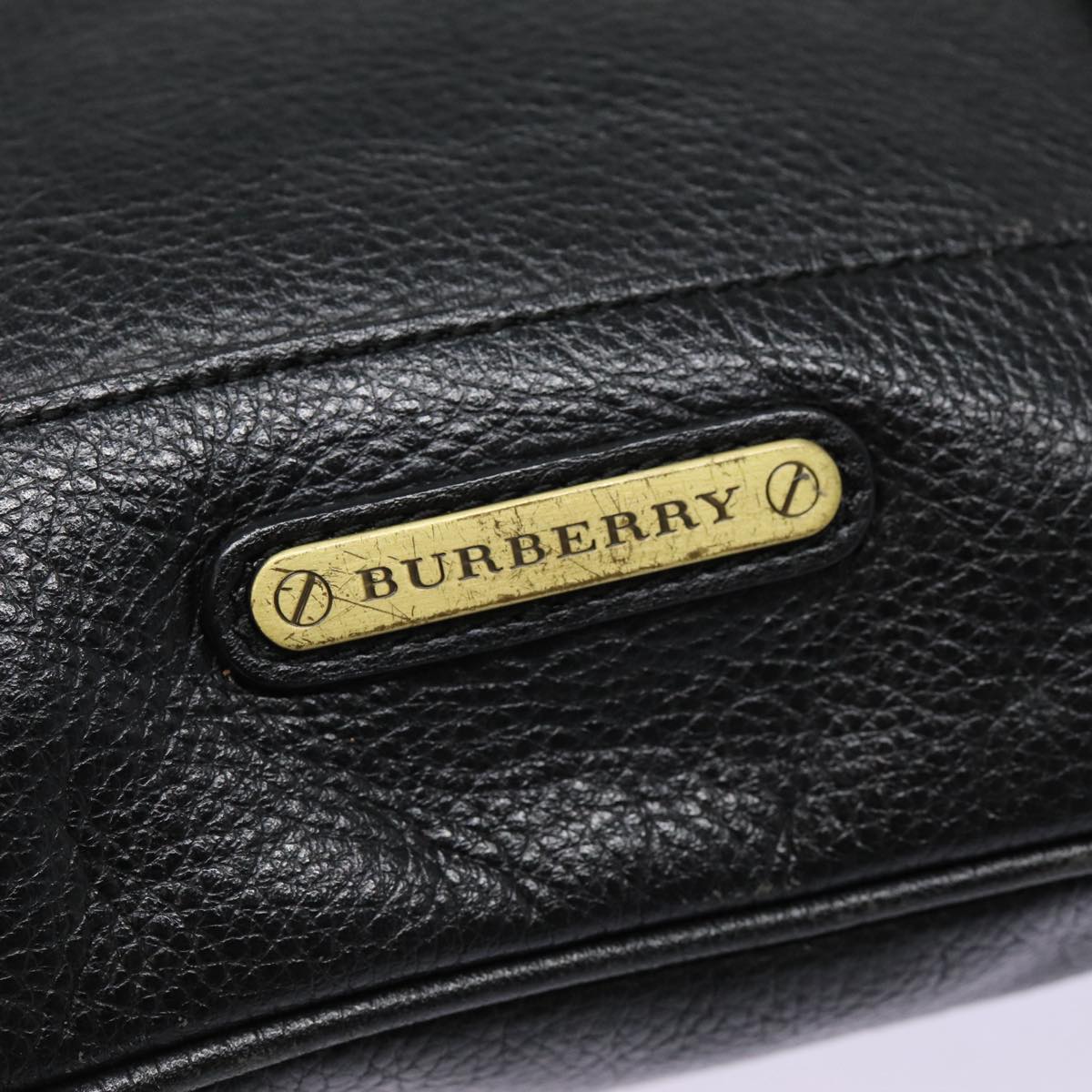 BURBERRY Shoulder Bag Leather Black Gold Auth bs17314