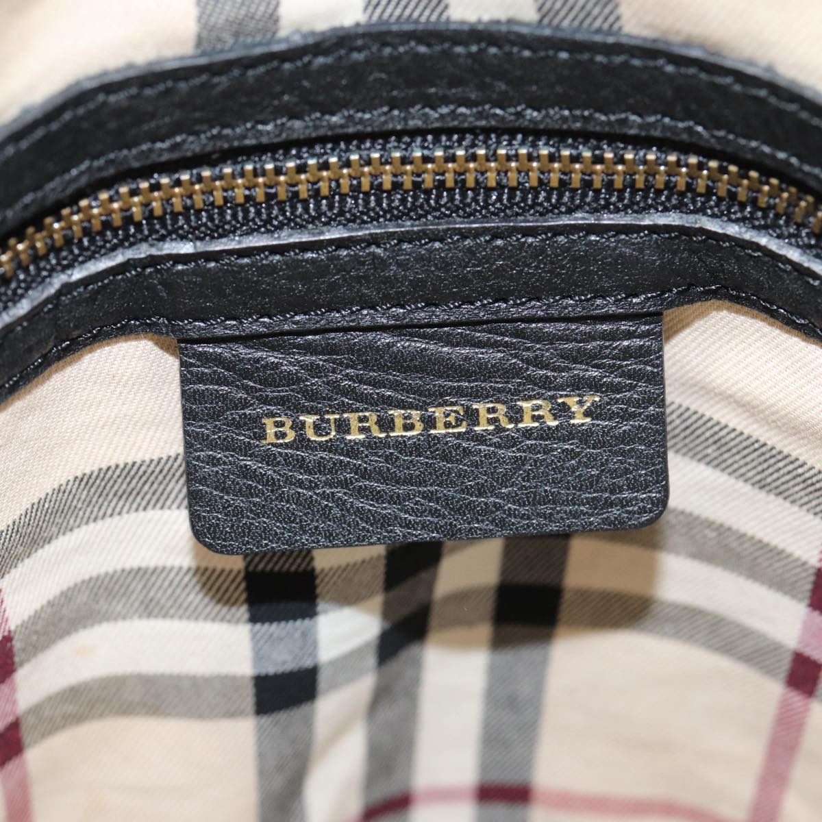 BURBERRY Shoulder Bag Leather Black Gold Auth bs17314