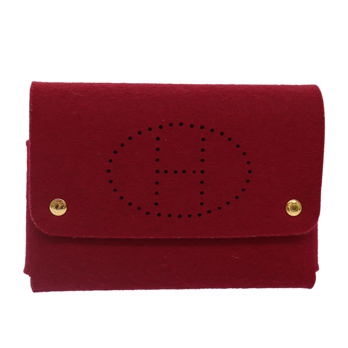 HERMES Pouch Felt Red Gold Auth bs17317 - 0