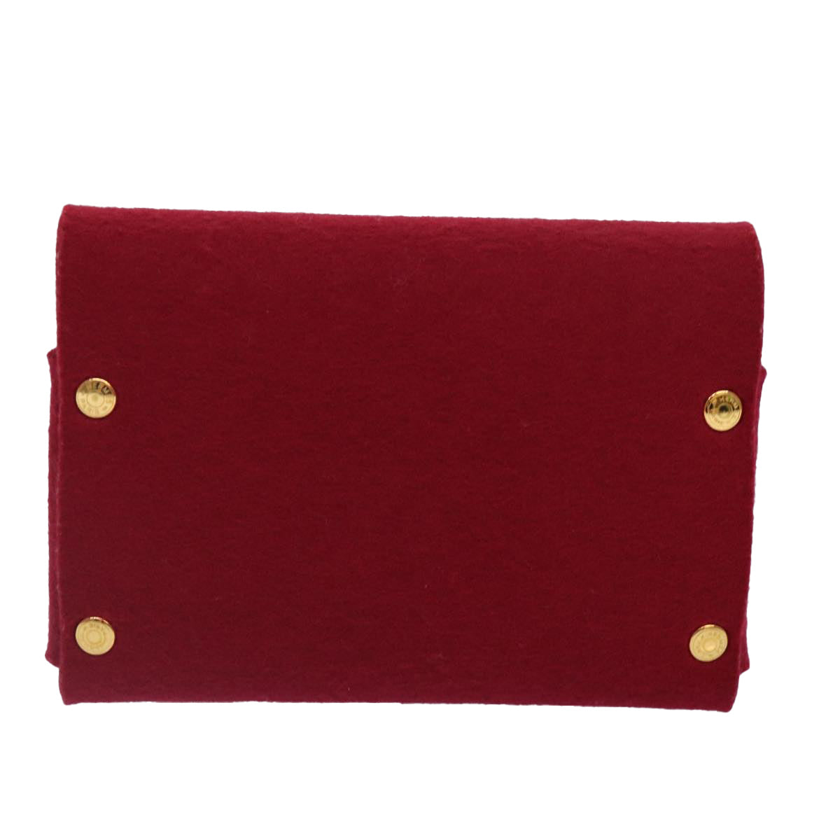 HERMES Pouch Felt Red Gold Auth bs17317