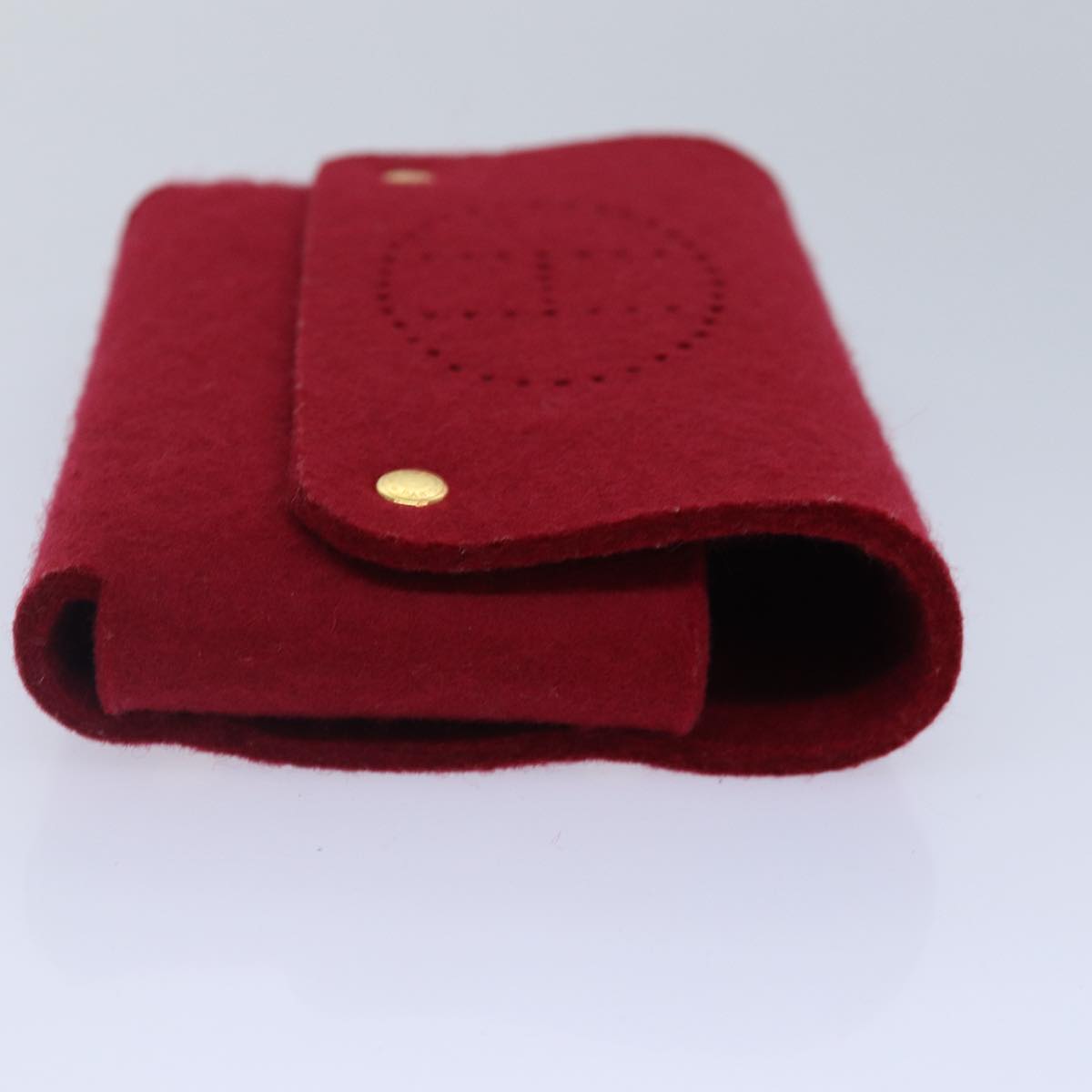 HERMES Pouch Felt Red Gold Auth bs17317