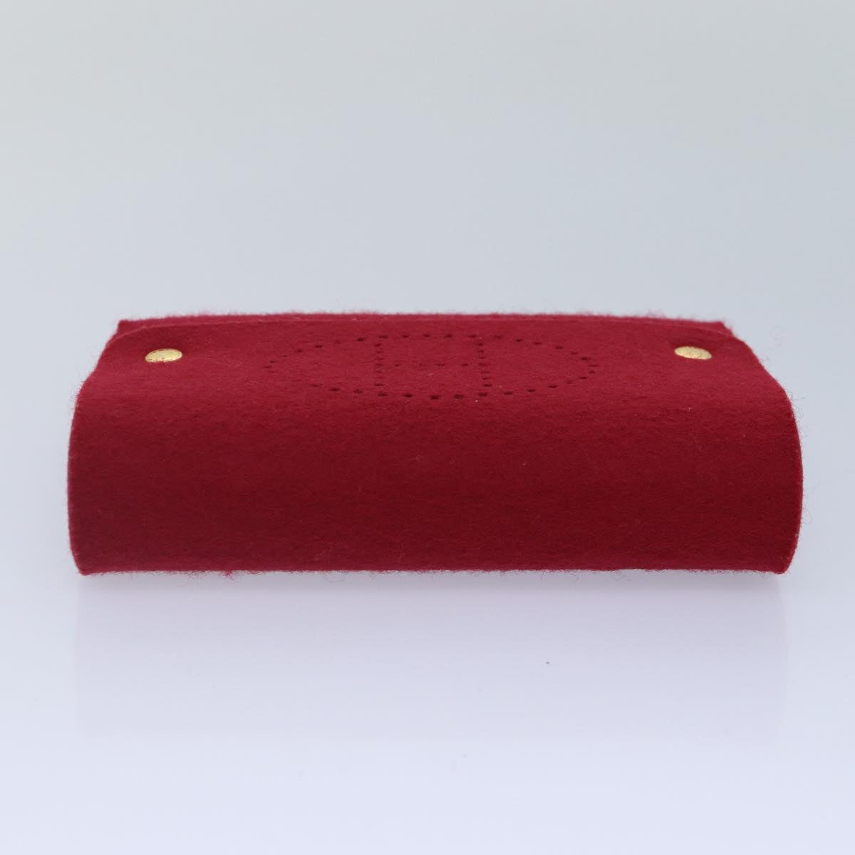 HERMES Pouch Felt Red Gold Auth bs17317