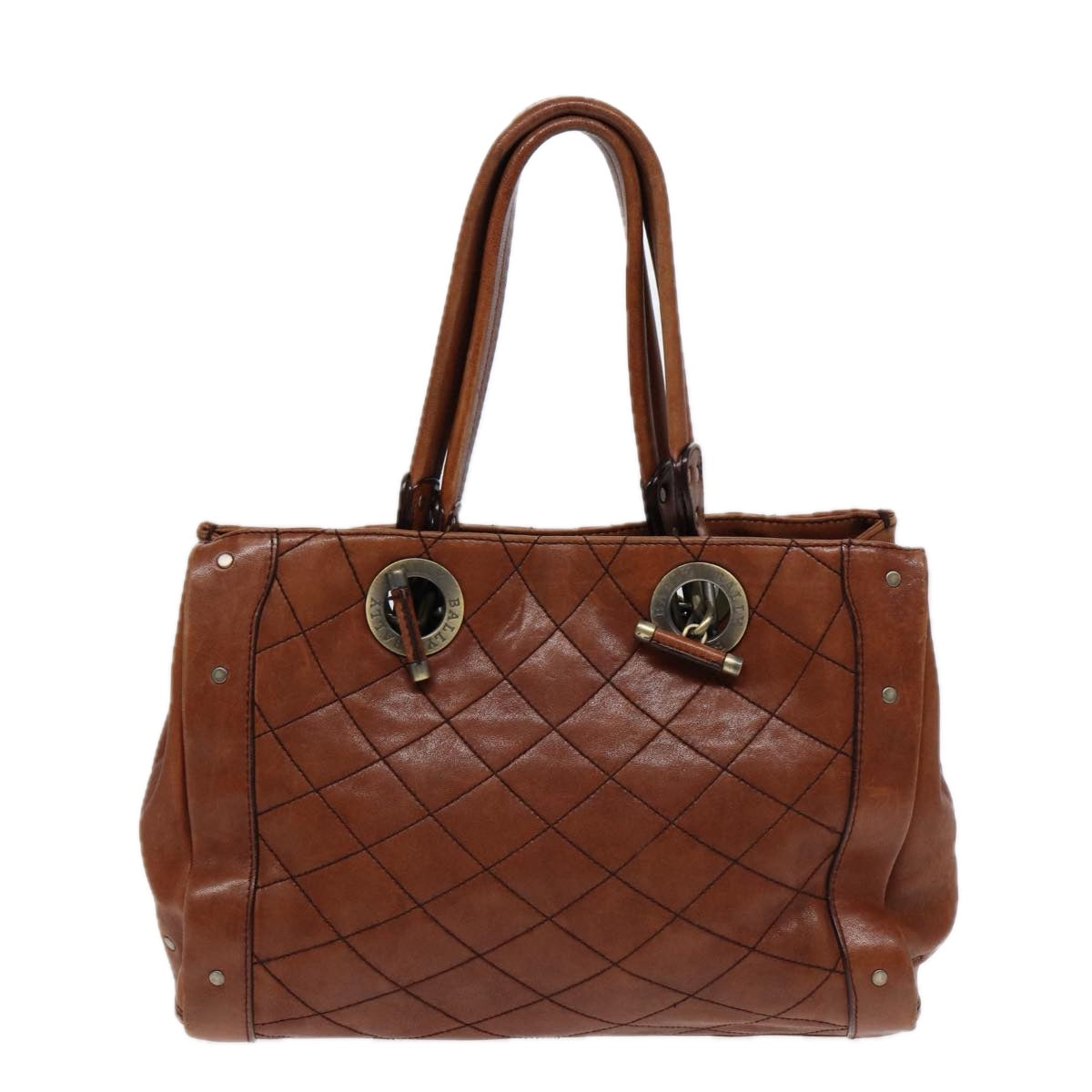 BALLY Hand Bag Leather Brown Auth bs17323 - 0