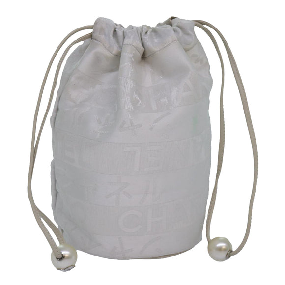 CHANEL Purse Pouch Canvas White CC Auth bs17327